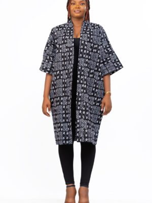 Black And White Tribal African Print Ankara Kimono Free Size