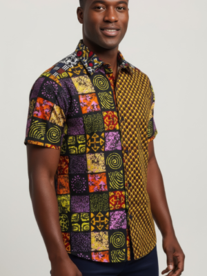 Yellow Asasawa Ankara Print Shirt